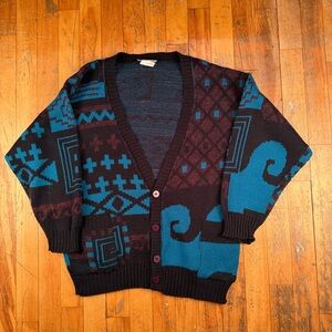 Vintage 80s geometric pattern cardigan